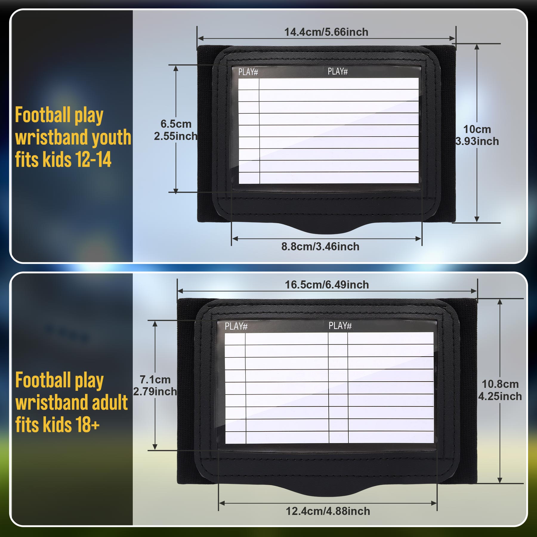 Football wrist coach size comparison